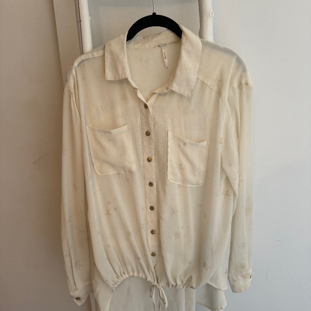 Free People Blouse in white / cream with gold stars